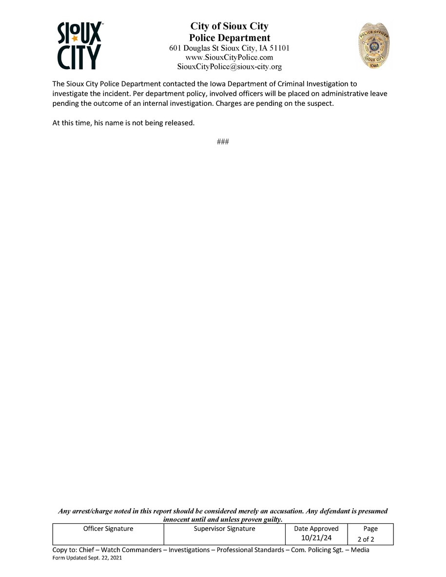 Sioux City Police Dept. OfficerInvolved Shooting Iowa Department of